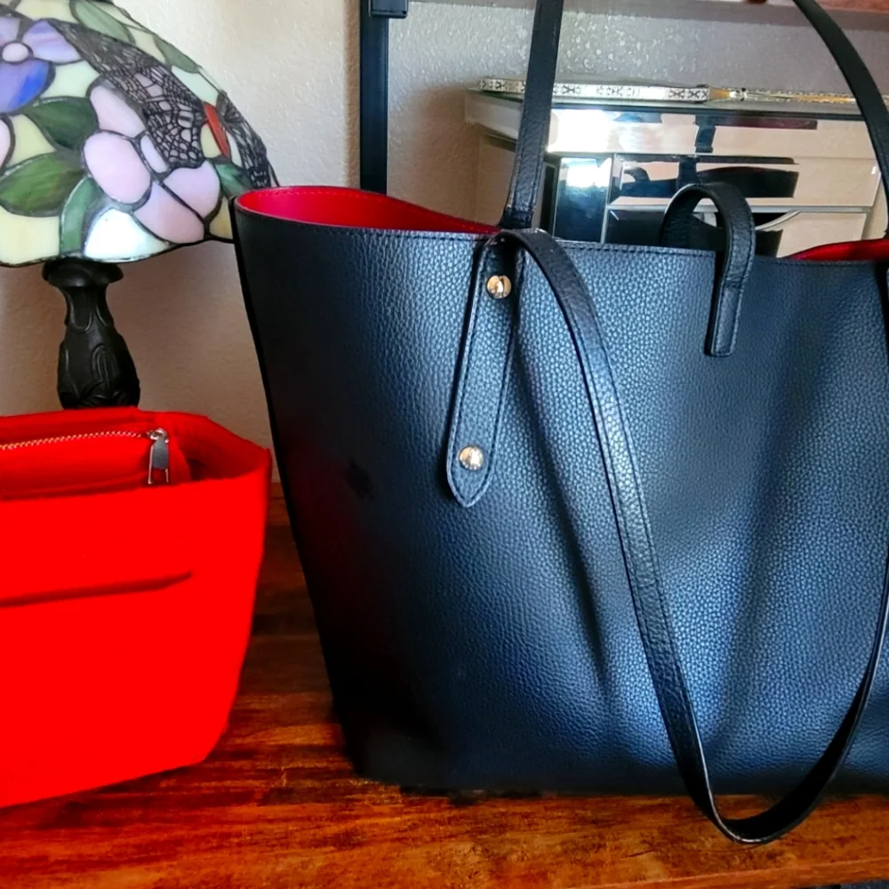 Coach Black Tote with Red Interior